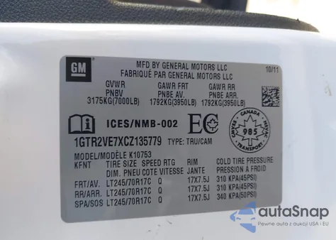 2012 GMC Sierra 1500 Sle из США, поврежденный, VIN 1GTR2VE7XCZ135779